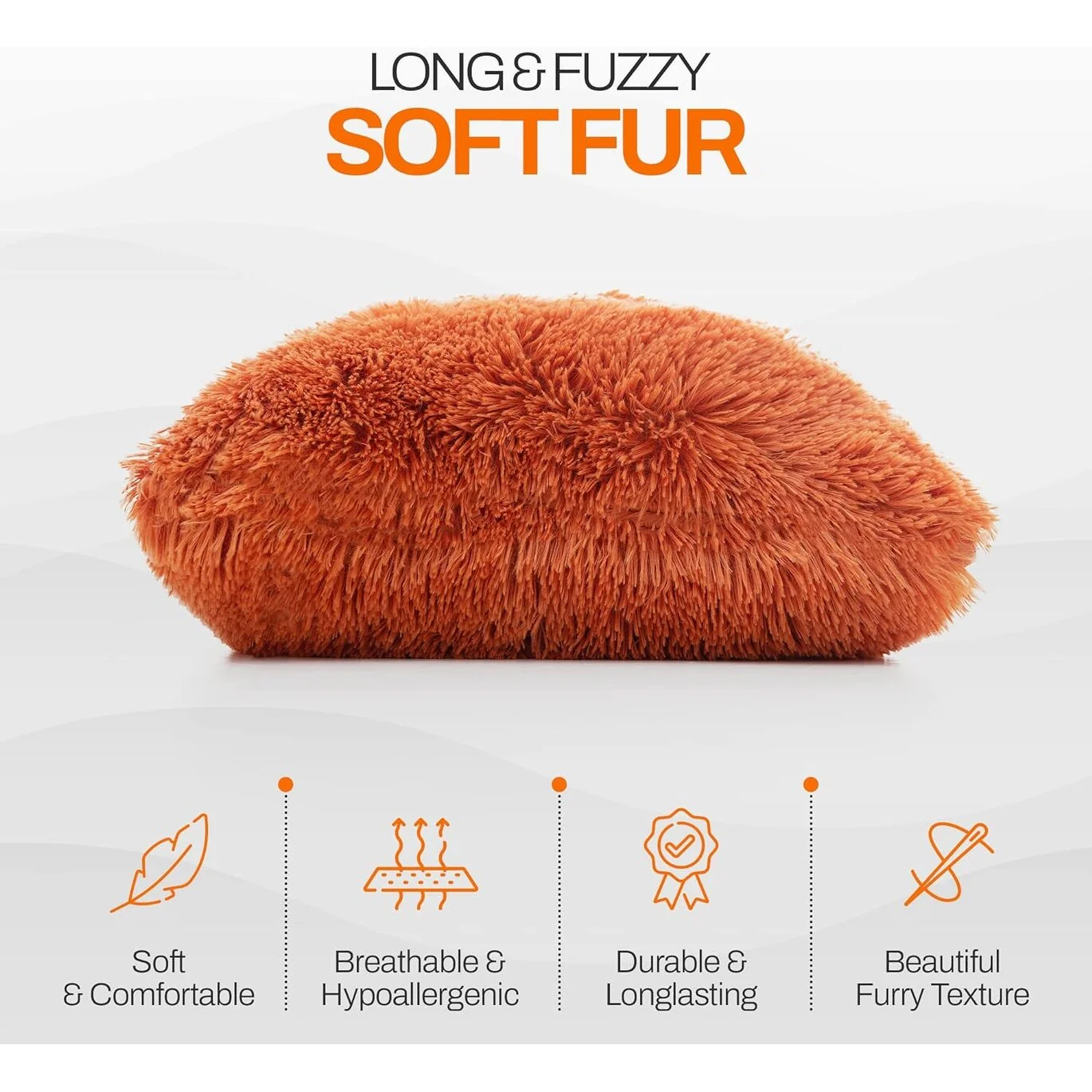 Cheer Collection Shaggy Long Hair Throw Pillows (Set of 2)