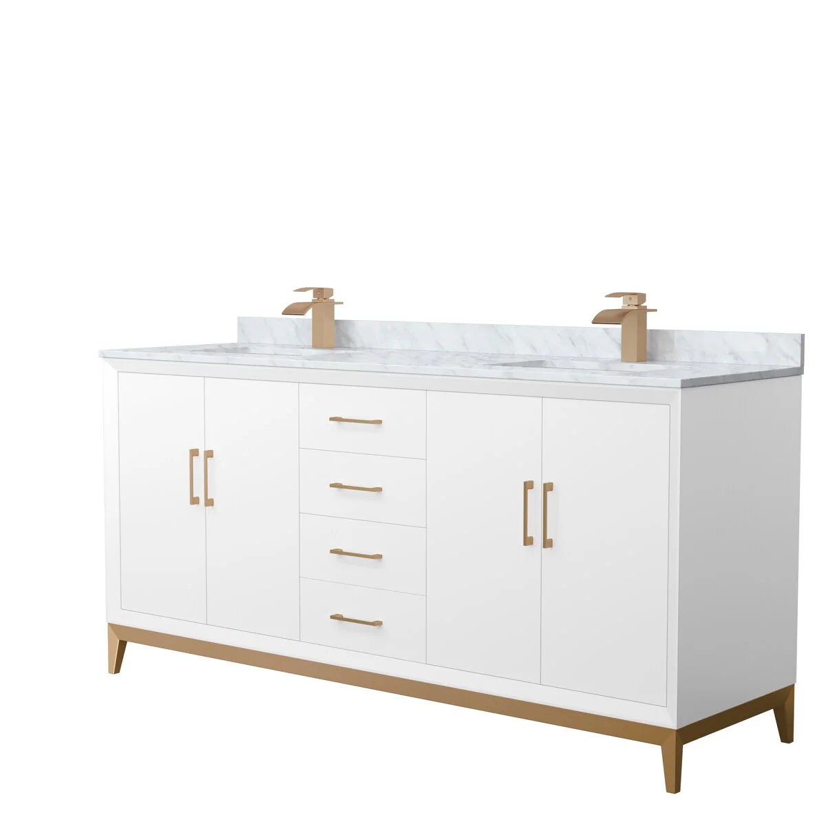 Amici Double Bathroom Vanity Set, Carrara Marble Top