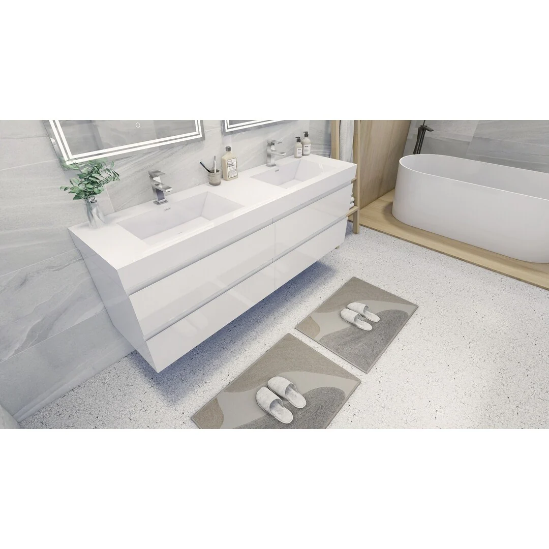 Baillie 72'' Wall-Mounted Vanity with Double Reinforced Acrylic Sink