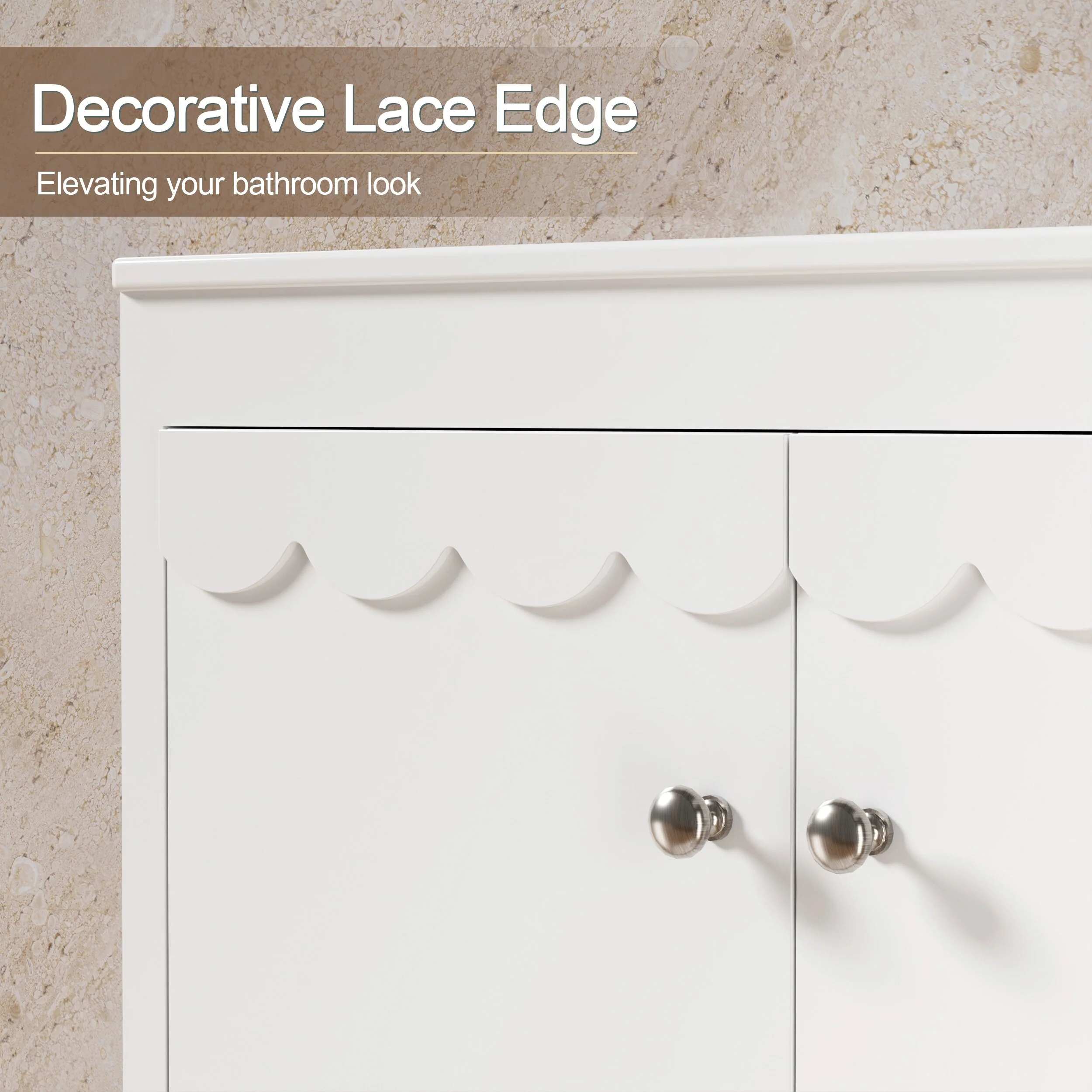 Lace Trim Freestanding Bathroom Vanity Set - Perfect for Bathrooms