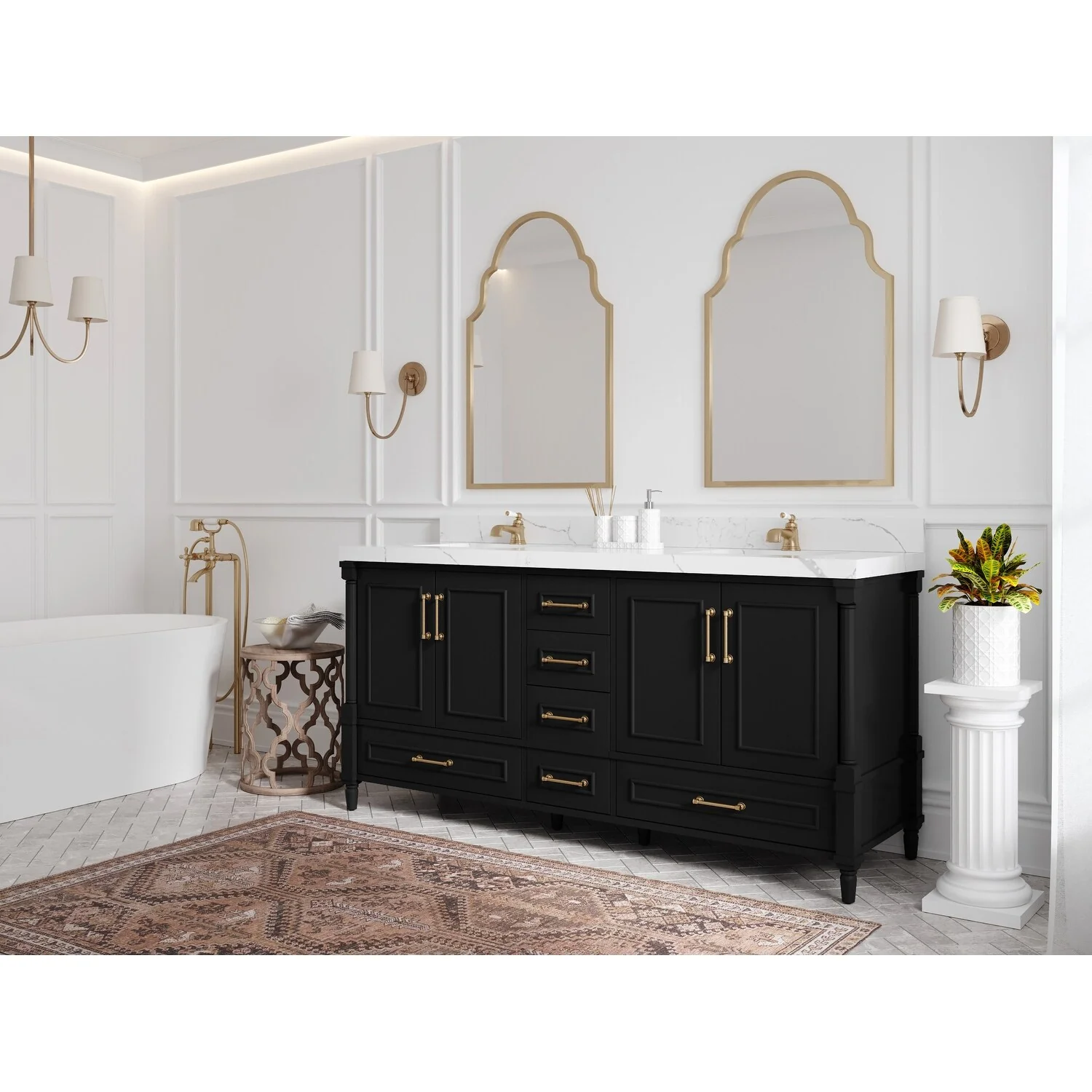 Willow Collections 72 in. W x 22 in. D Aberdeen Double Sink Bathroom Vanity with Countertops