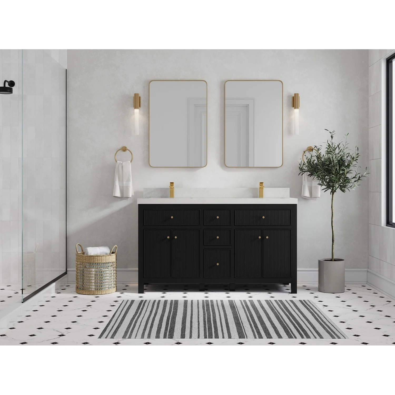 Willow Collections 60 in. W x 22 in D. Sonoma Free Standing Reeded Double Sink Bathroom Vanity with Countertop