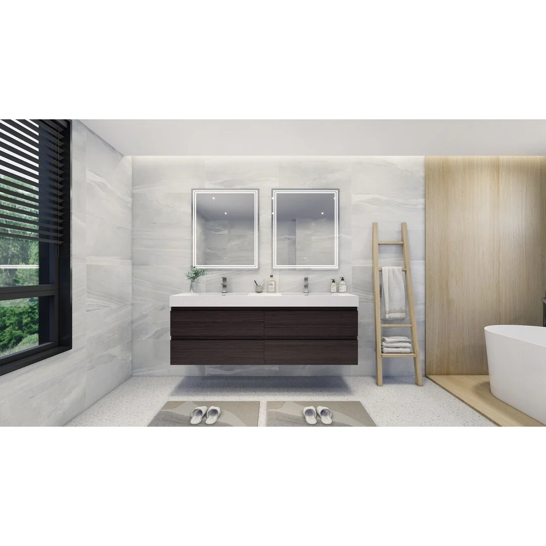 Baillie 72'' Wall-Mounted Vanity with Double Reinforced Acrylic Sink