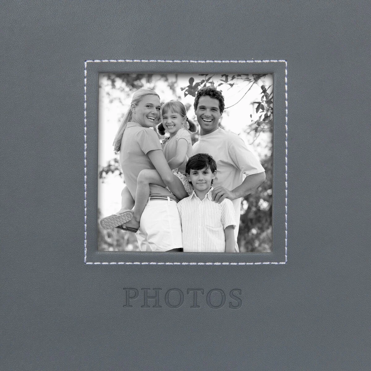 DesignOvation Debossed Black Faux Leather Photo Album (Pack of 4)