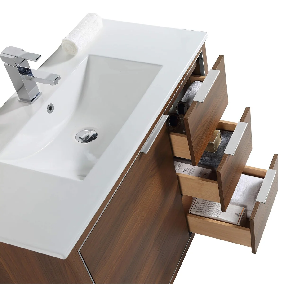 Fine Fixtures Opulence Collection Bathroom Vanity with White Ceramic Sink