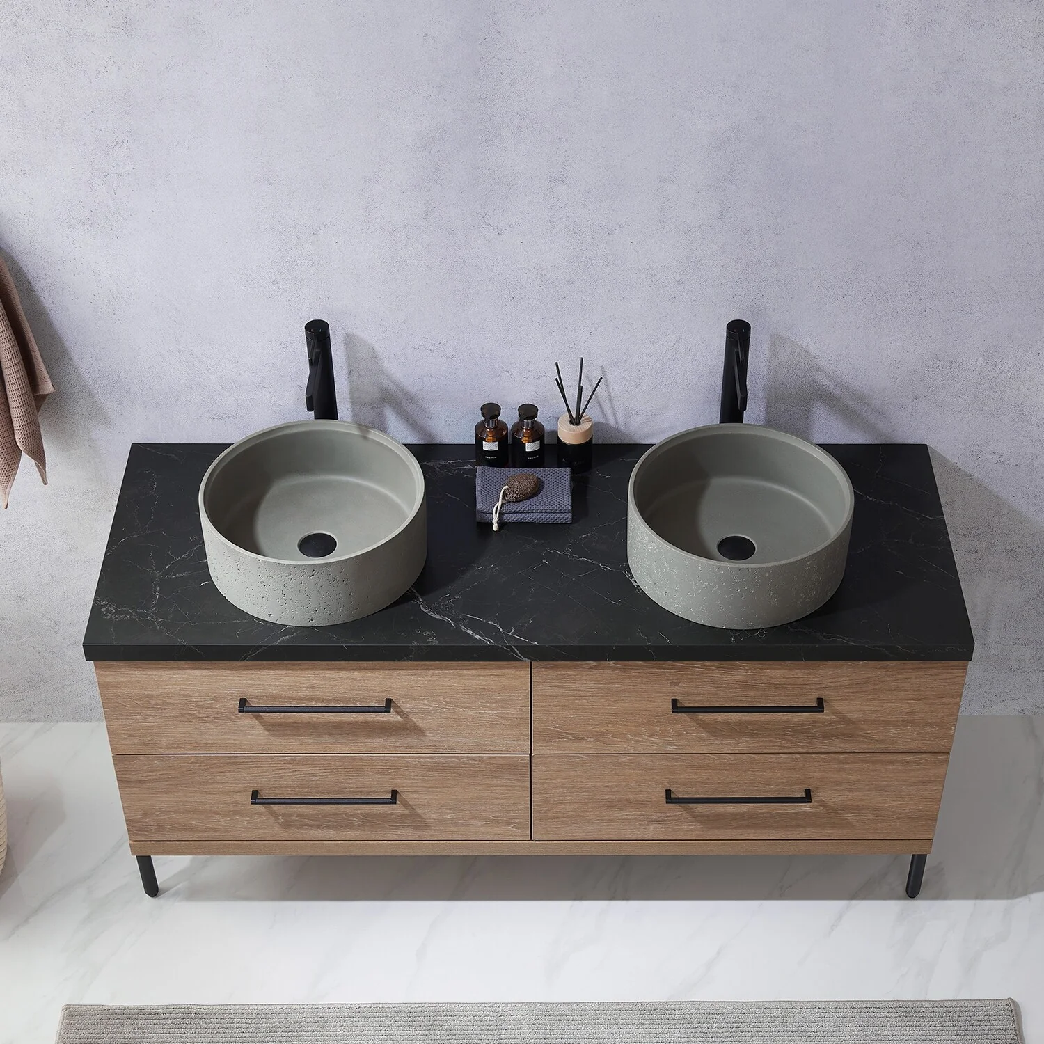 Trento Bath Vanity with Sintered Stone Top with Concrete Sink (R)