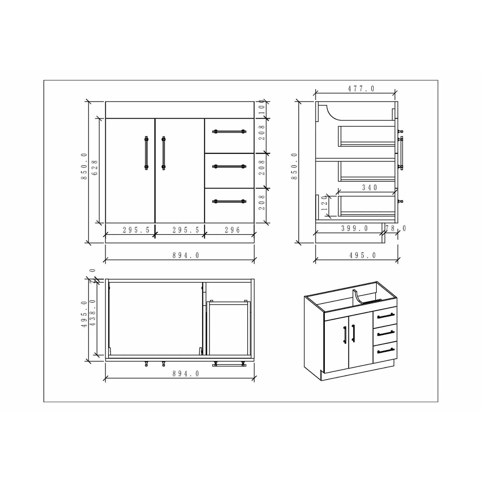 Eliza 36 Freestanding Vanity (Right Drawers) with Single Sink