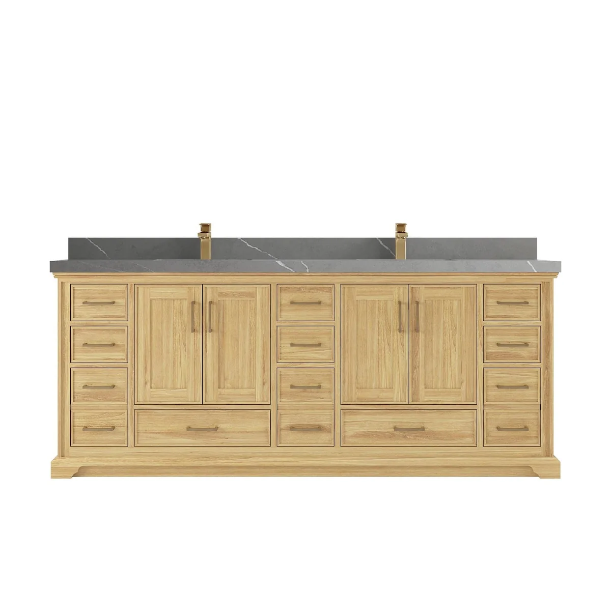 Willow Collections 84 in. W x 22 in. D Charlotte Teak Double Sink Bathroom Solid Teak Vanity with Countertop