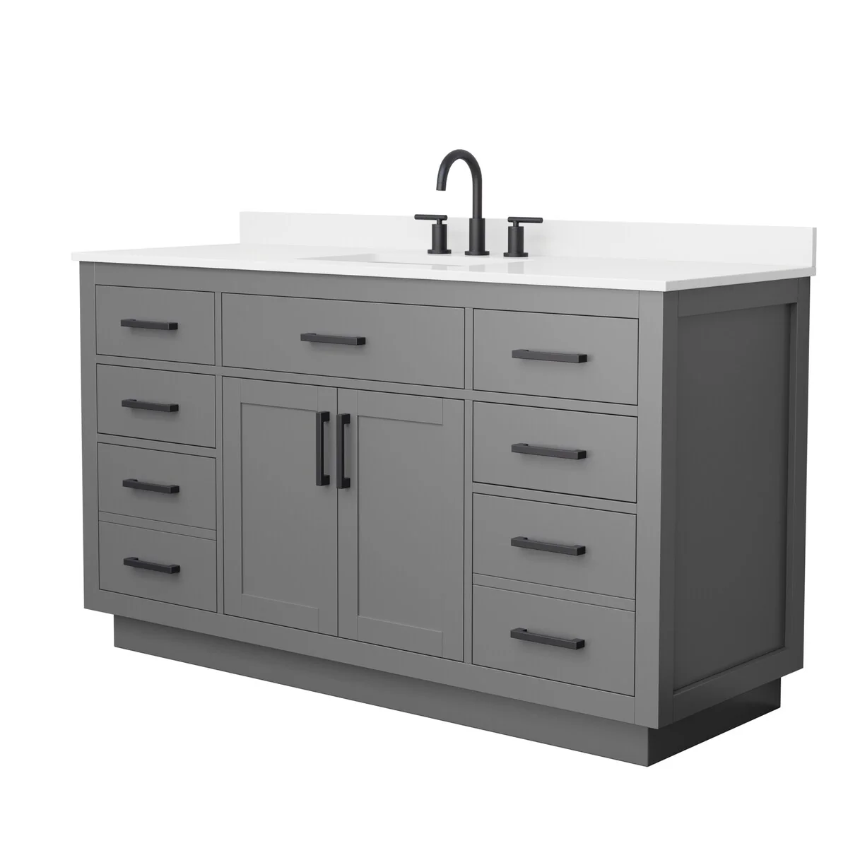 Beckett TK 60-inch Single Vanity, 3 Hole Quartz Top