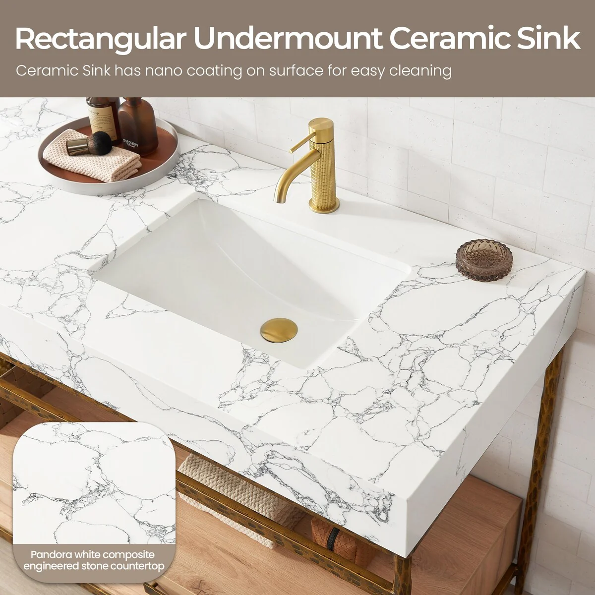 Dhaka Bath Vanity with Composite Stone Top without Mirror