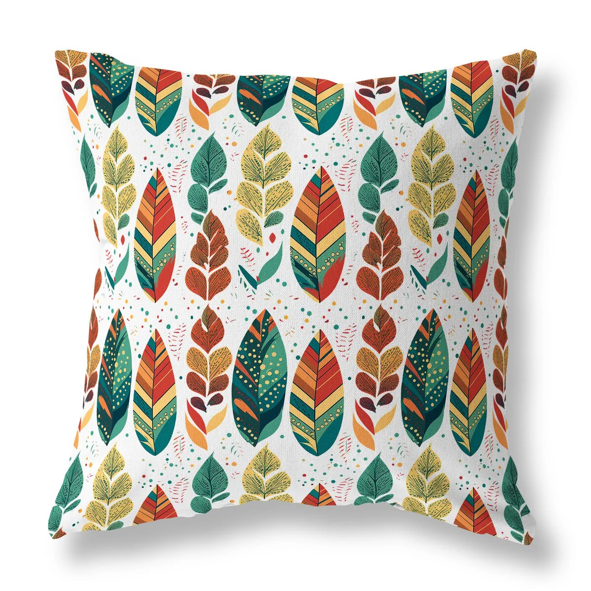 Multi And 0 Tribal Leafy Treasures Indoor/Outdoor Throw Pillow Zipper
