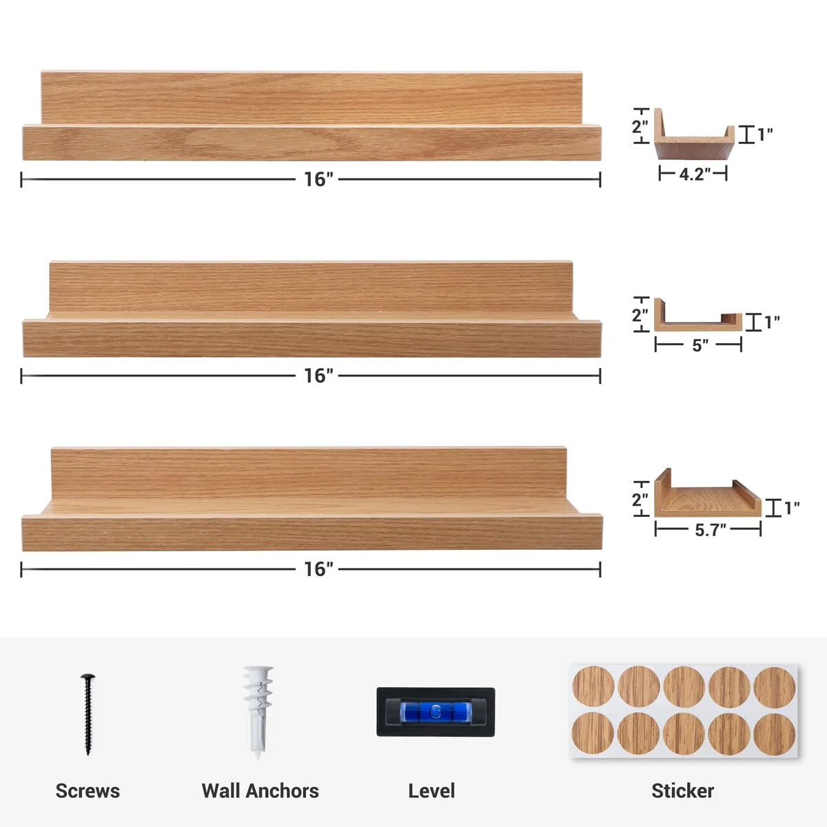 Picture Ledge Shelf, Floating Shelves Wall Mounted Set of 3