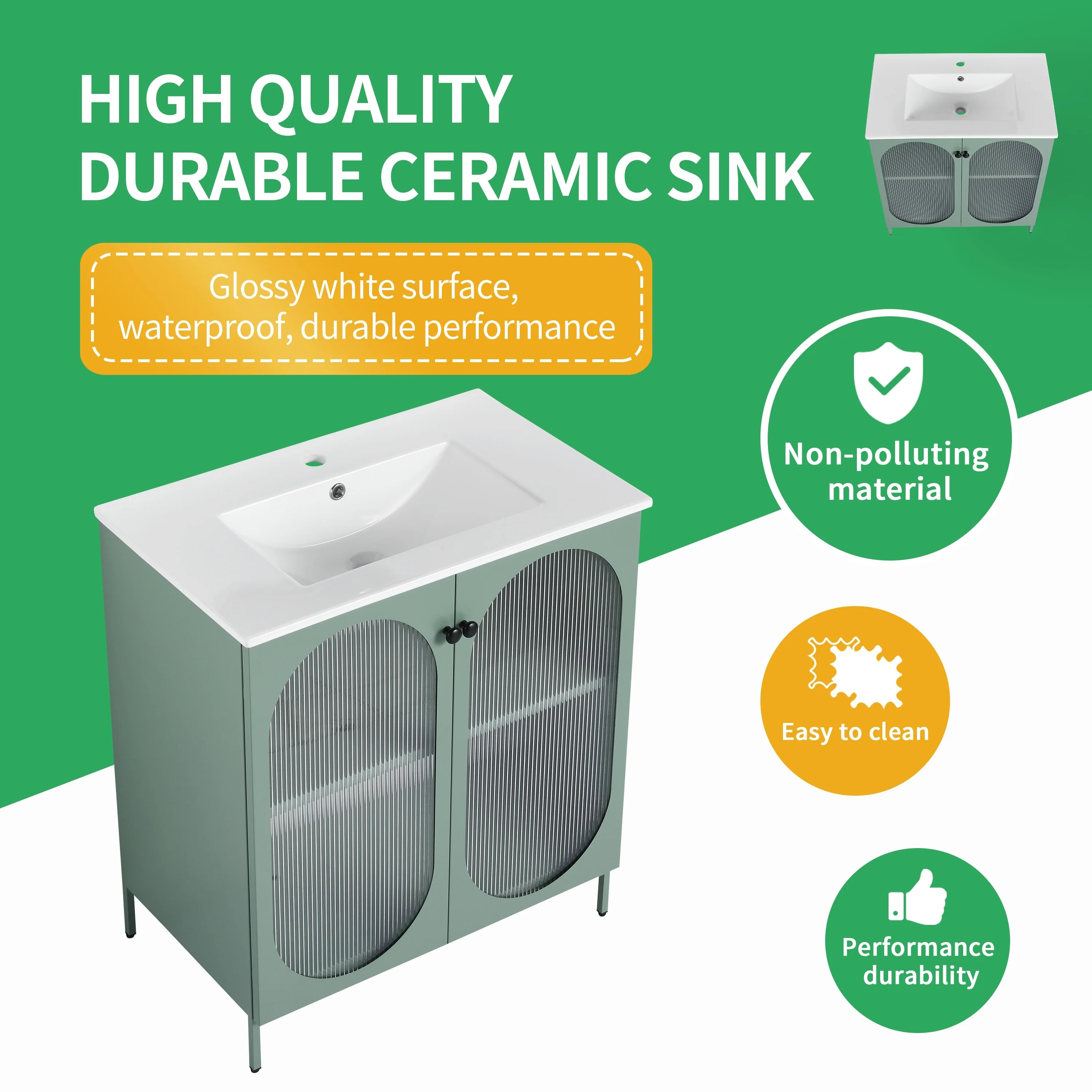 BNK 24/30 inch Freestanding Single Sink Bathroom Vanity with Soft Close Door and 1 adjustable shelf