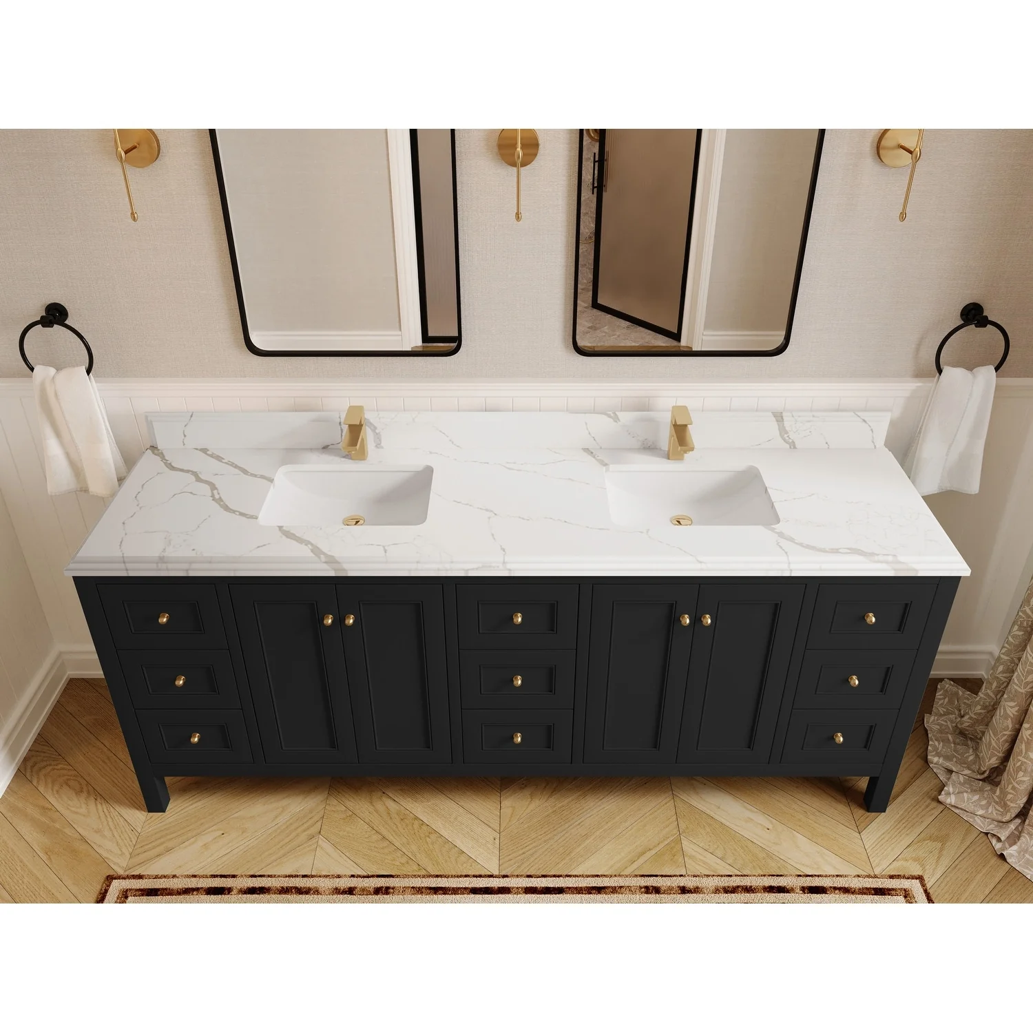 Willow Collections 84 in. W x 22 in. D Nashville Double Bowl Sink Bathroom Vanity with Countertop