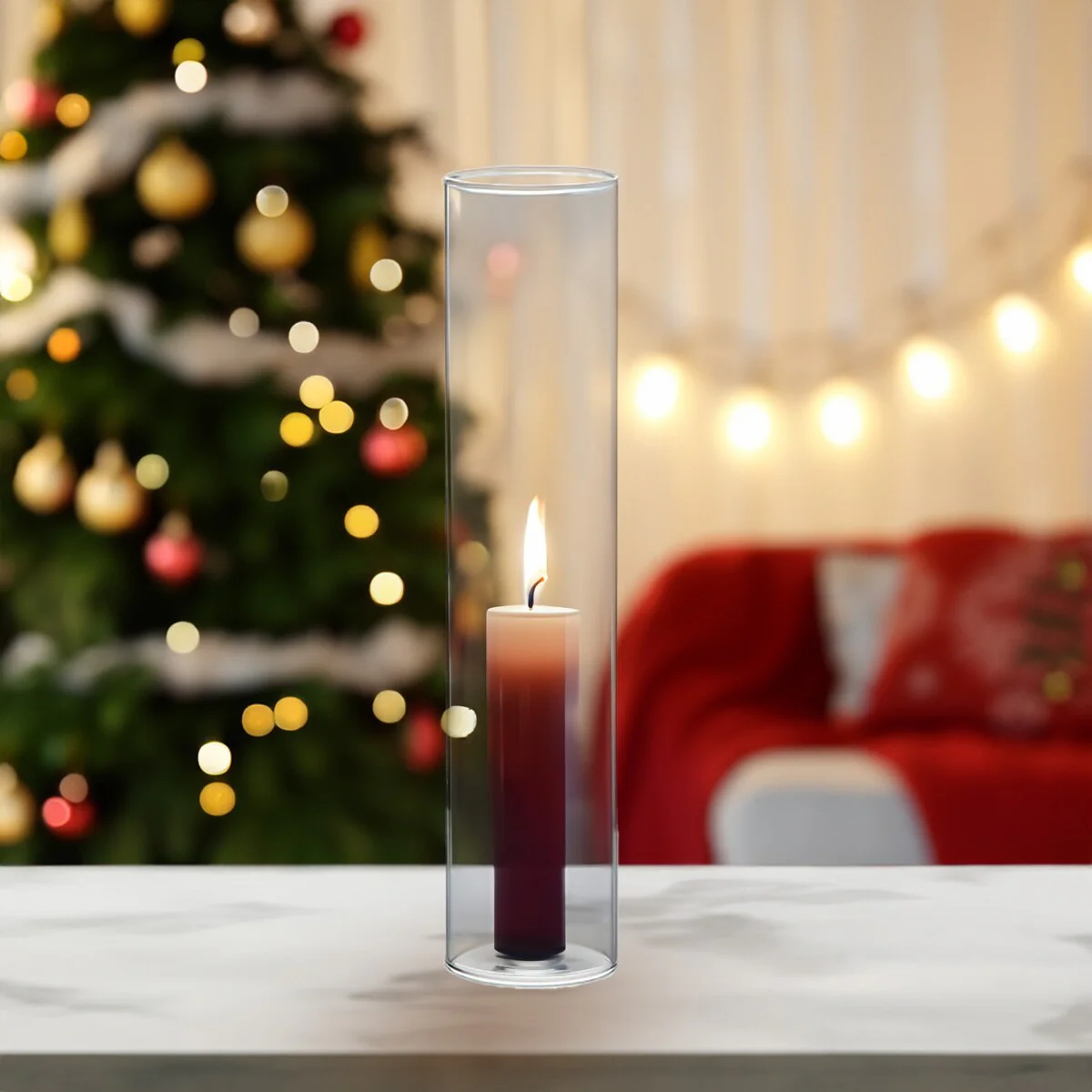 Clear Glass Cylinder Hurricane Chimney Tube, Candle Cover - 1 Piece