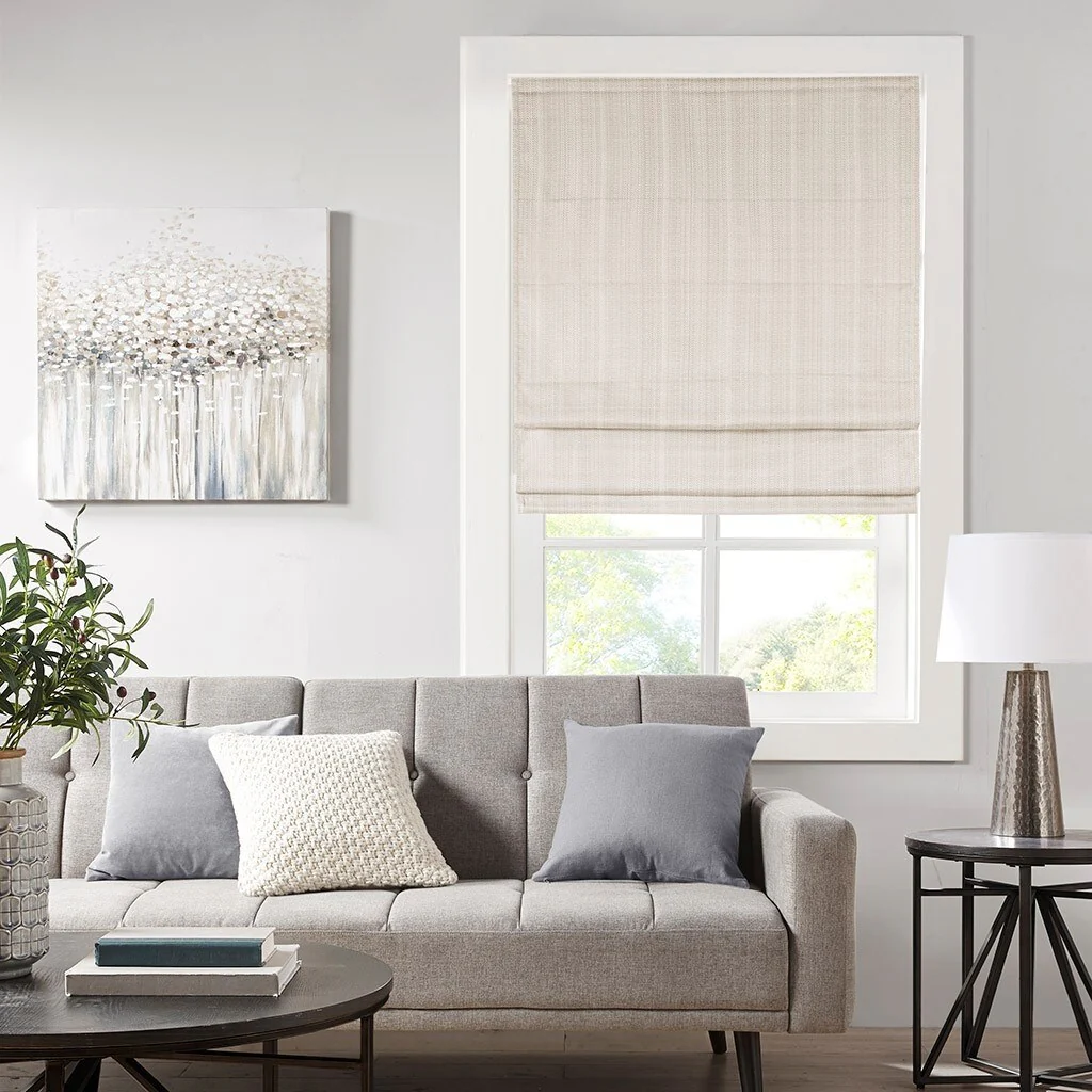 Casual Basketweave Room Darkening Cordless Roman Shade