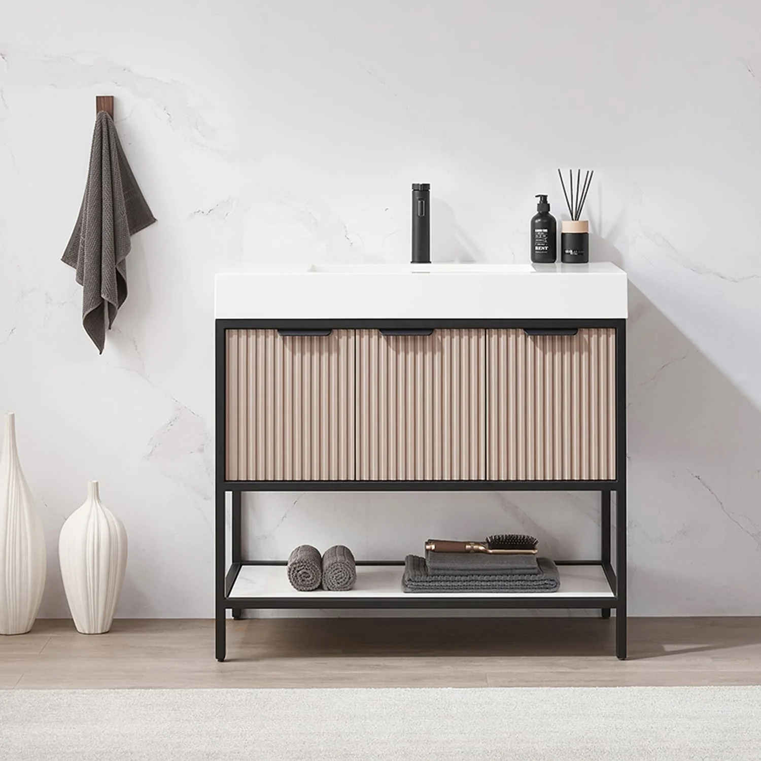 Marcilla 36 in. Single Sink Bath Vanity with Stone Sink Top