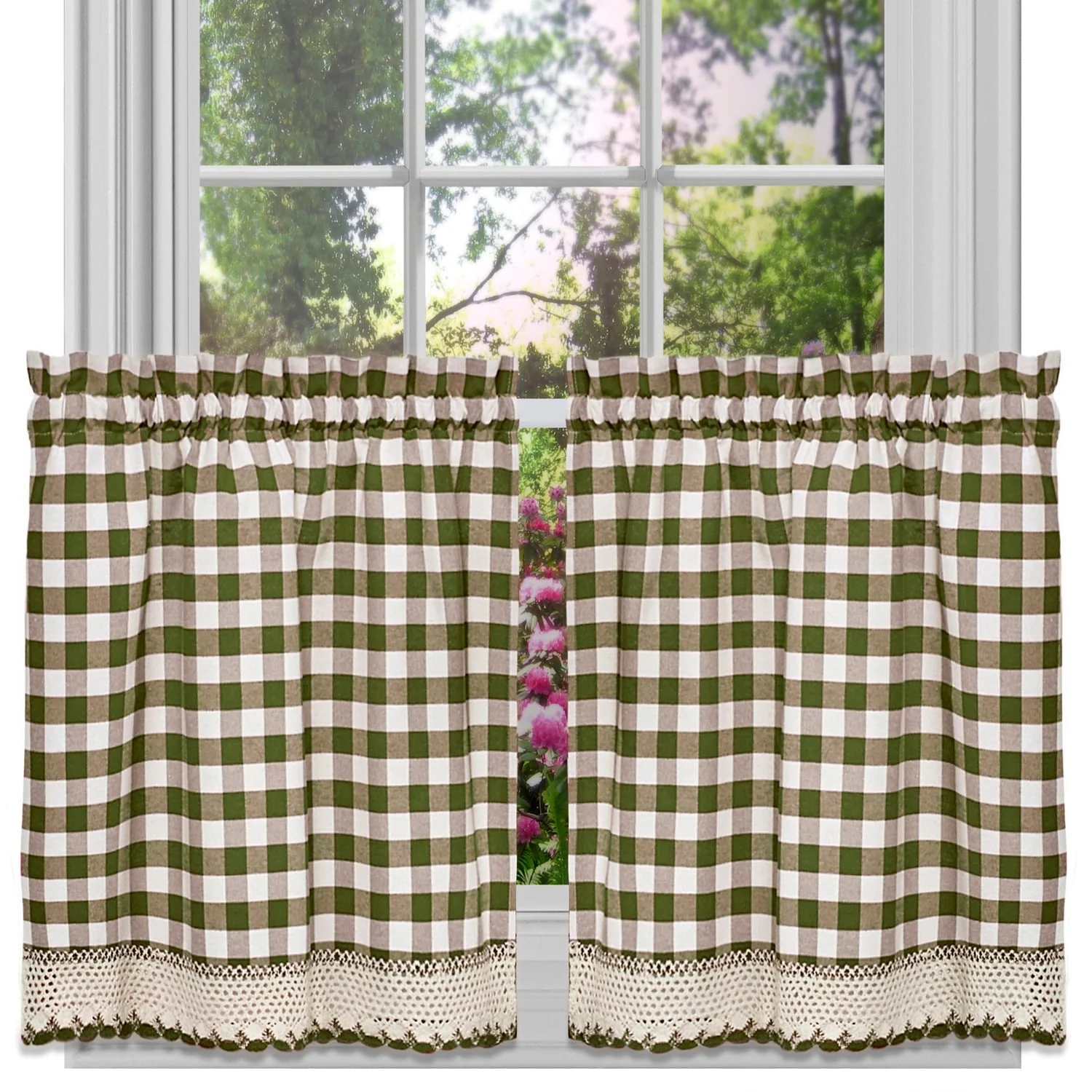 Achim Buffalo Check Blend Tier Curtain Panels (Set of 2) - 58x36