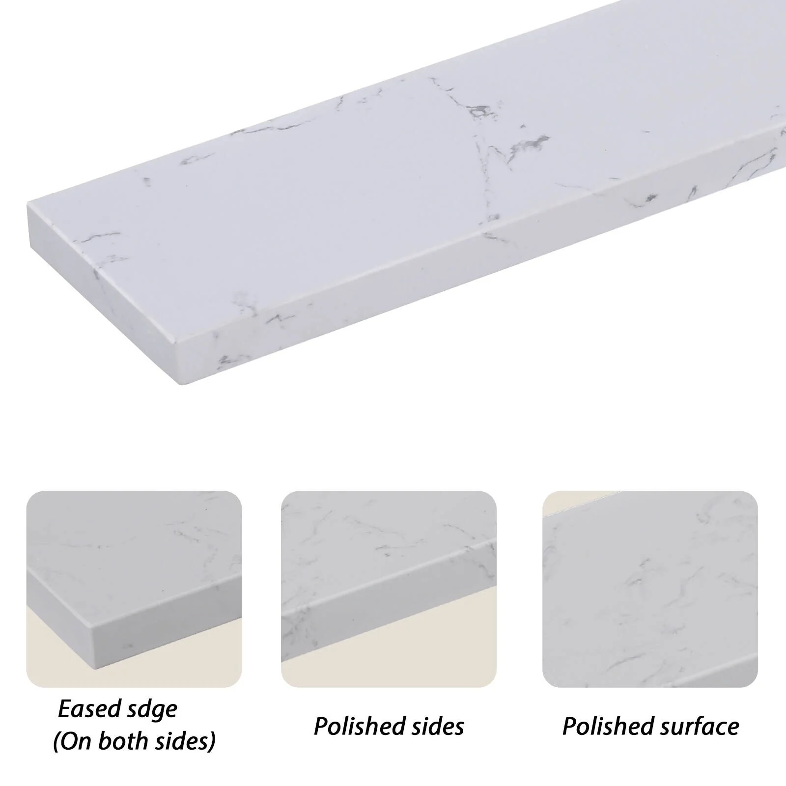 48 in. Engineered Marble Backsplash For Cabinet Vanity