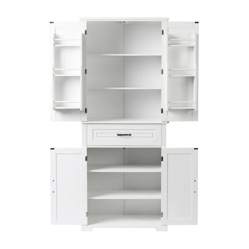 Bathroom Floor Cabinet, Freestanding Storage Cabinet with Doors and Drawer, Kitchen Cupboard with Adjustable Shelf