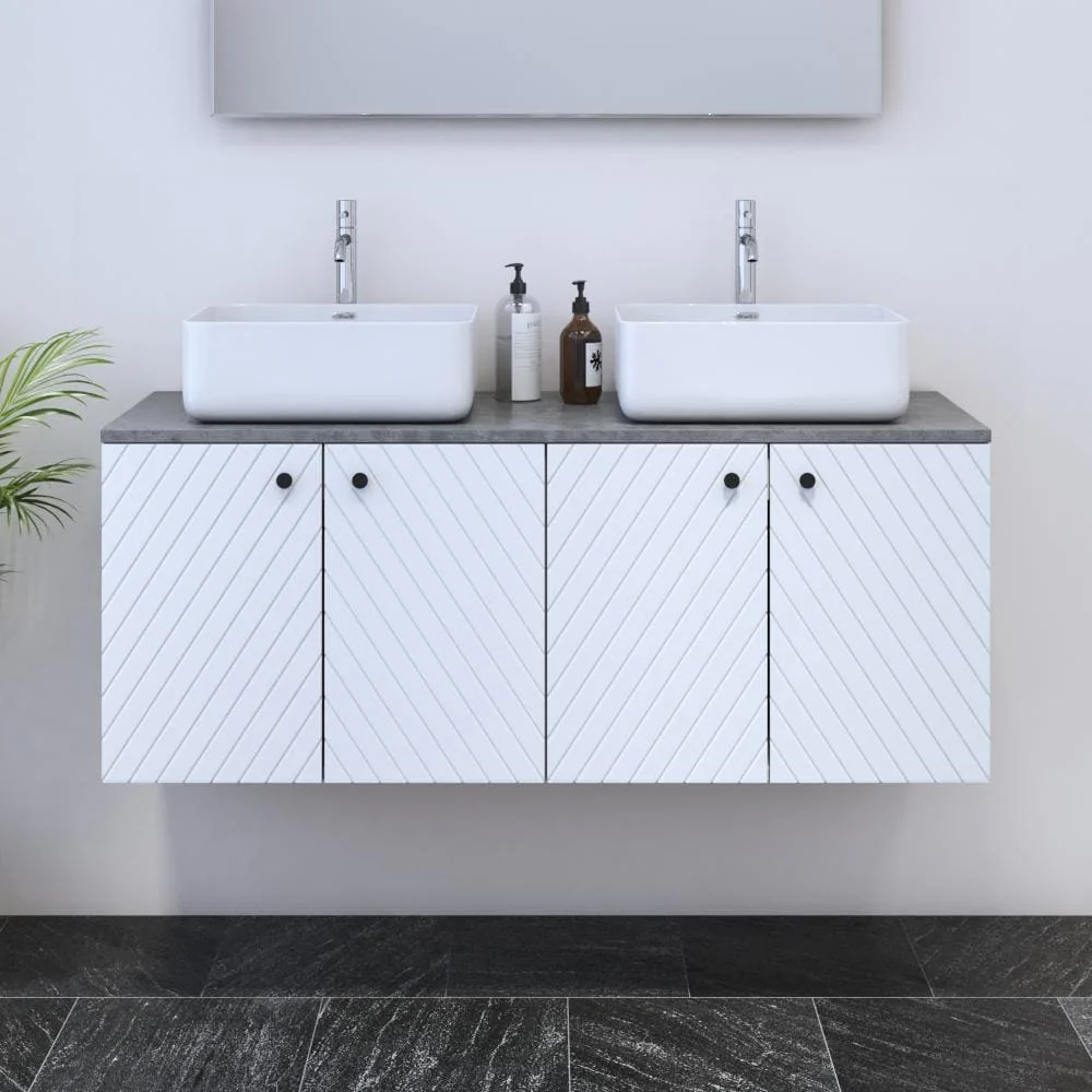 Avela 4D 120 Double Sink Floating Bathroom Vanity (48