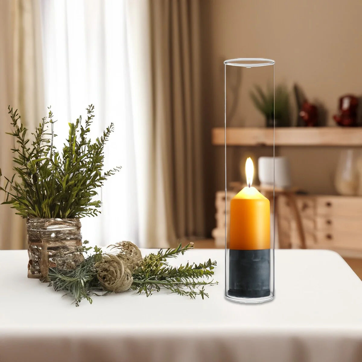 Clear Glass Cylinder Hurricane Chimney Tube, Candle Cover - 1 Piece