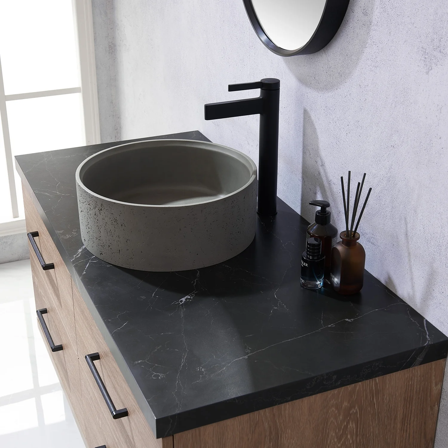 Trento Bath Vanity with Sintered Stone Top with Concrete Sink (R)