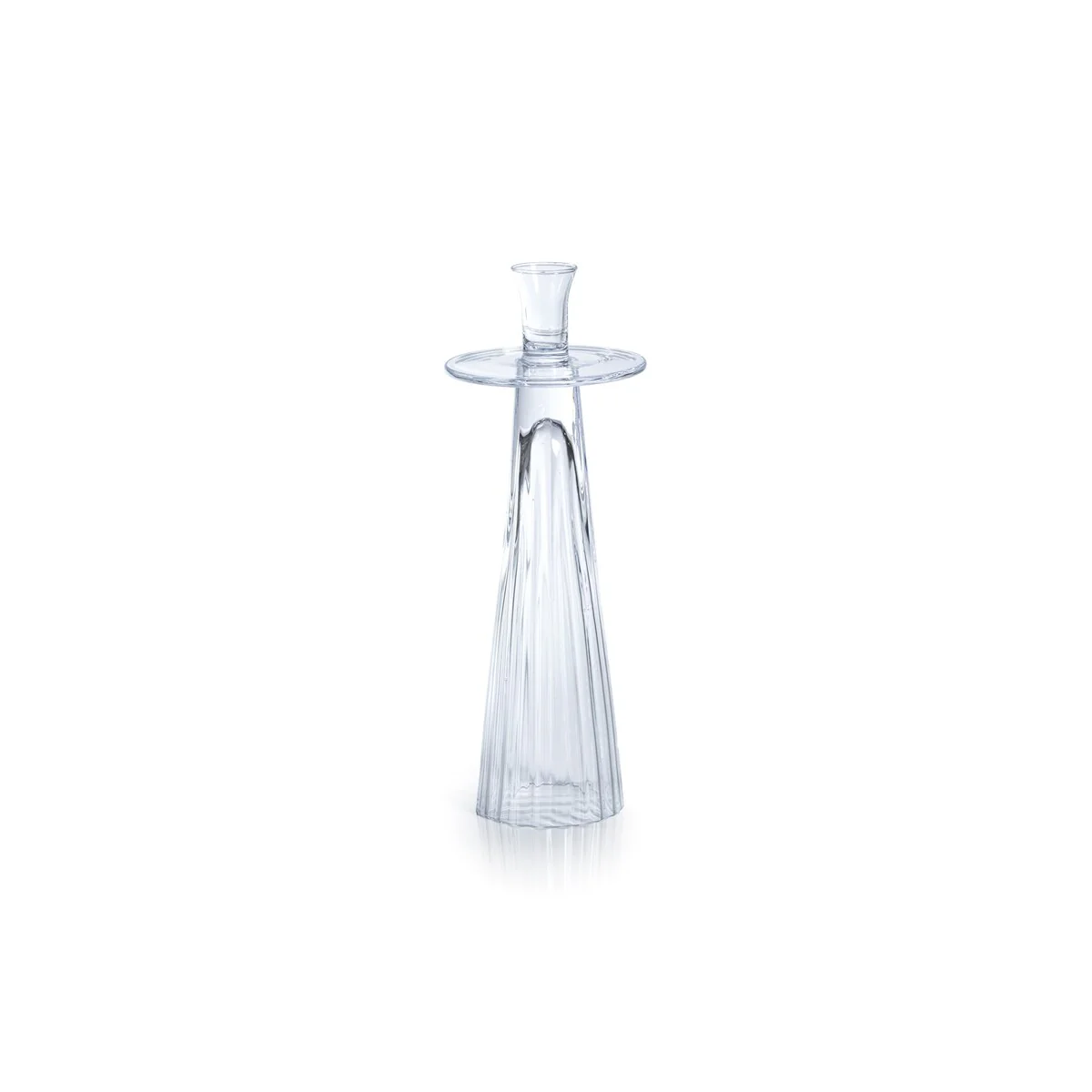 Oslob Tall Ribbed Glass Taper Holder