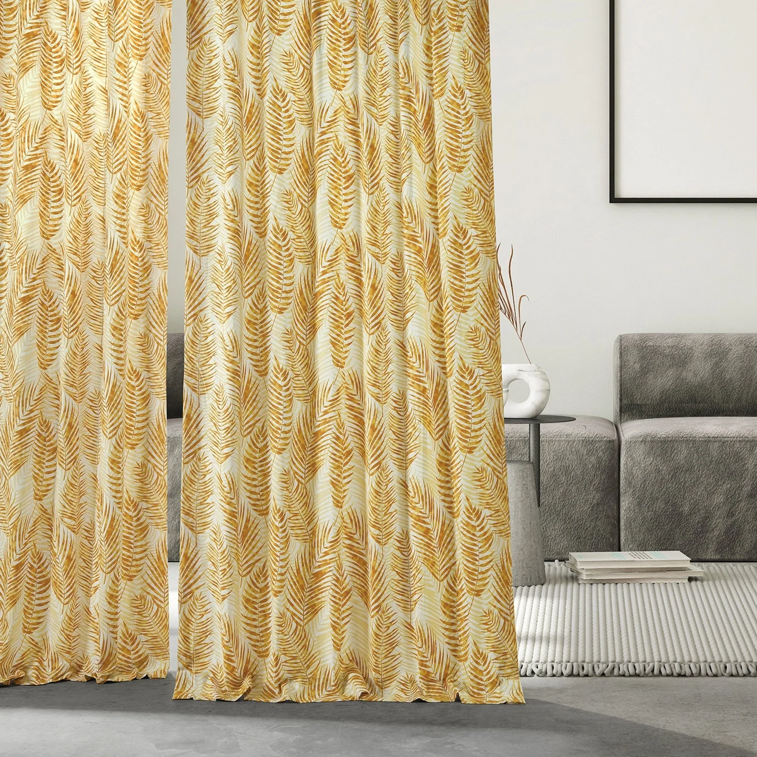 Exclusive Fabrics Ginsberg Modern Botanical Printed Cotton Room Darkening Curtains - Single Panel (1 Panel)