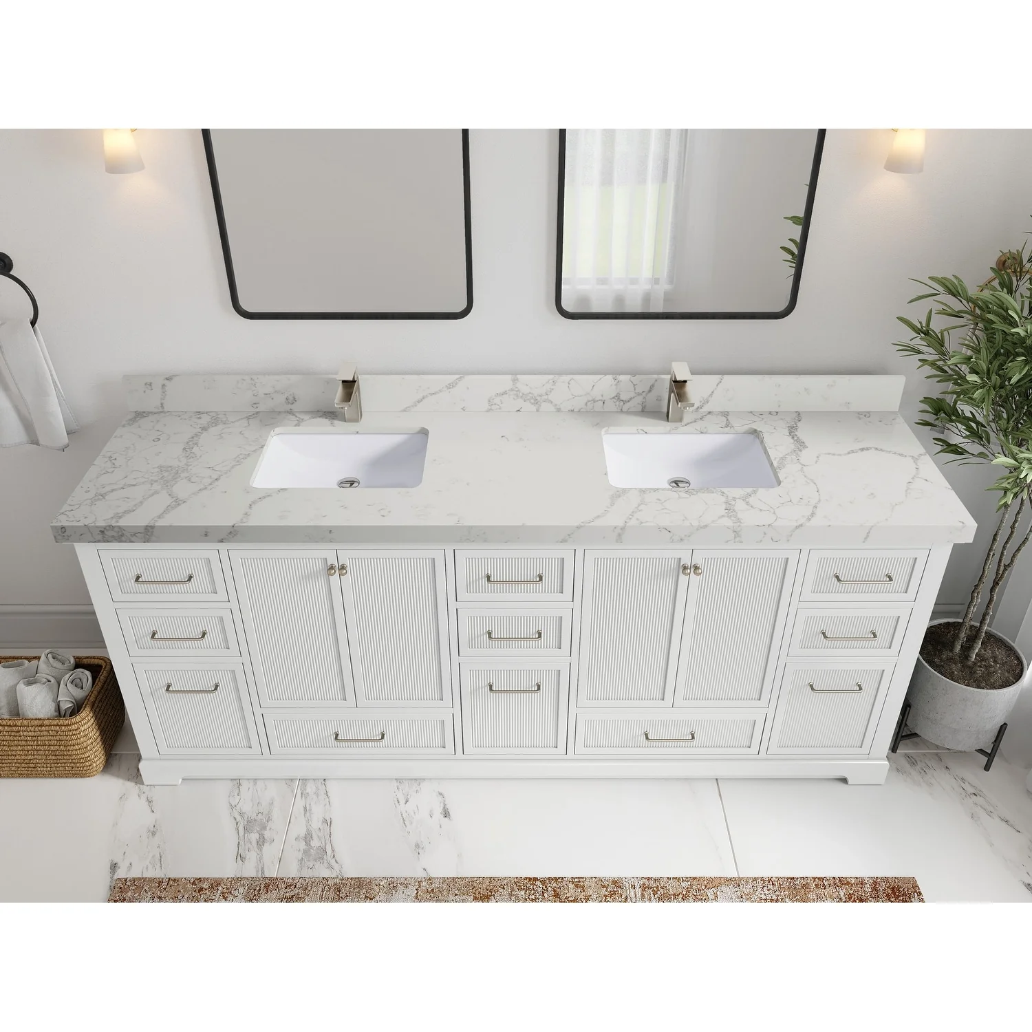 Willow Collections 84 in. W x 22 in. D Alys Double Bowl Sink Bathroom Vanity with Countertop