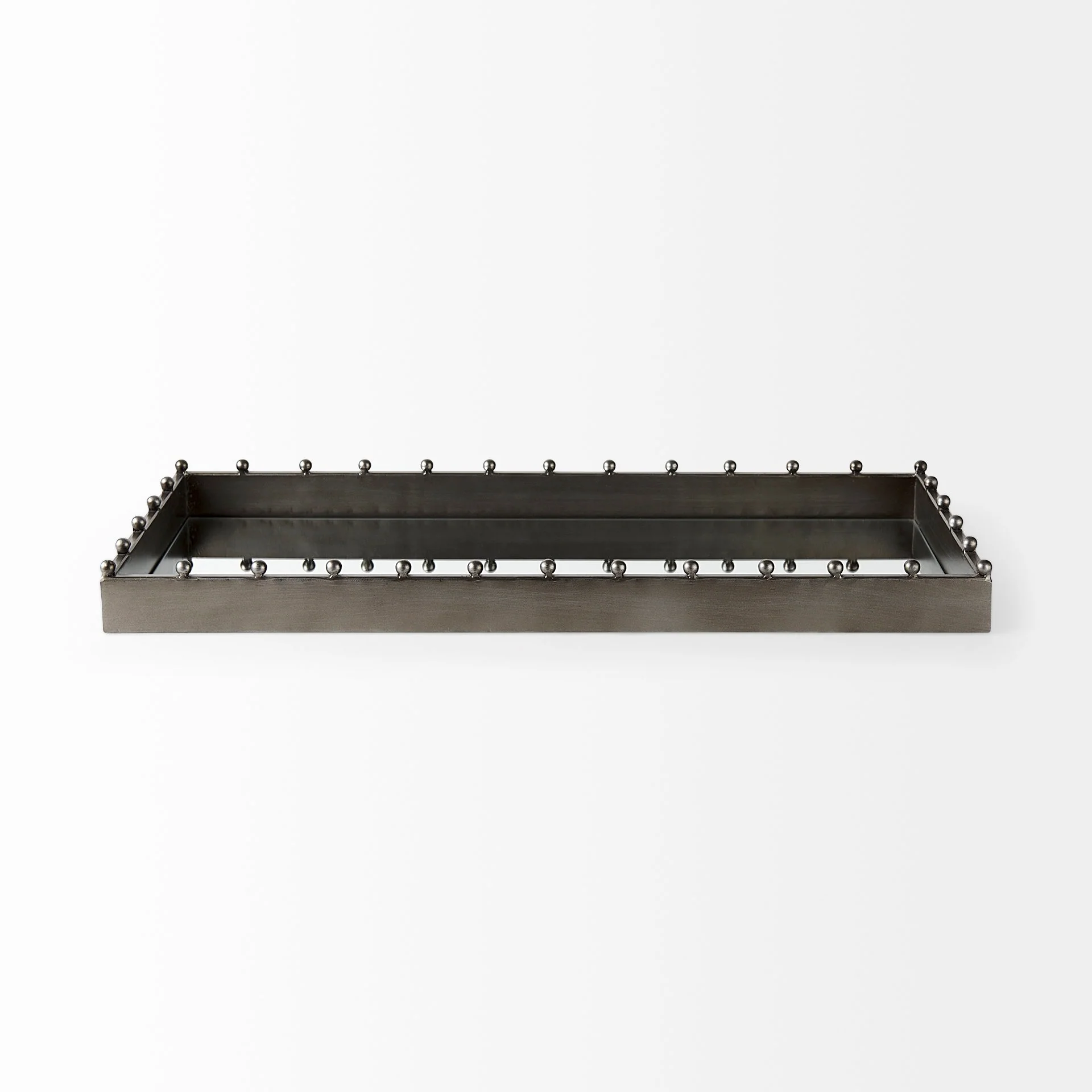 Elio Gray Metal With Mirrored Bottom Tray