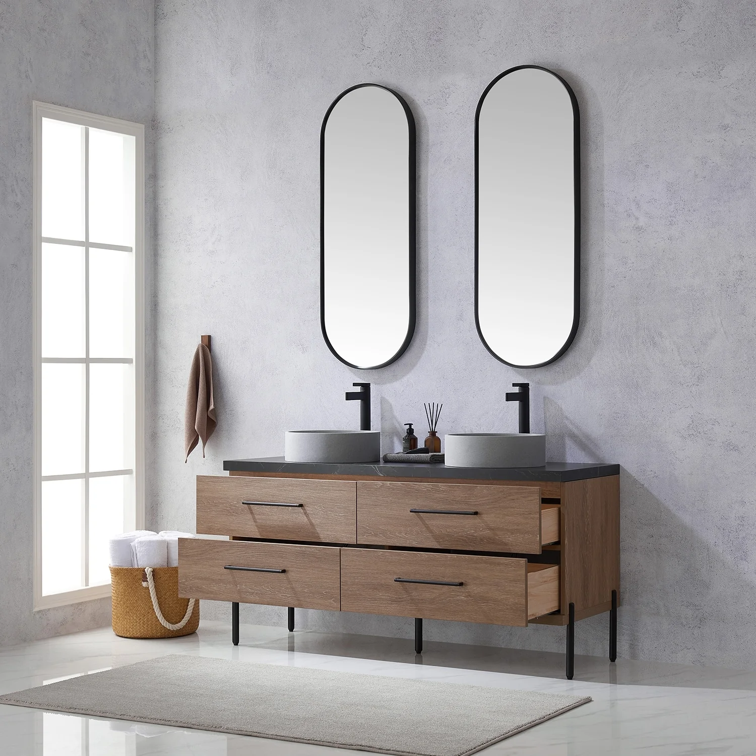 Trento Bath Vanity with Sintered Stone Top with Concrete Sink (C)