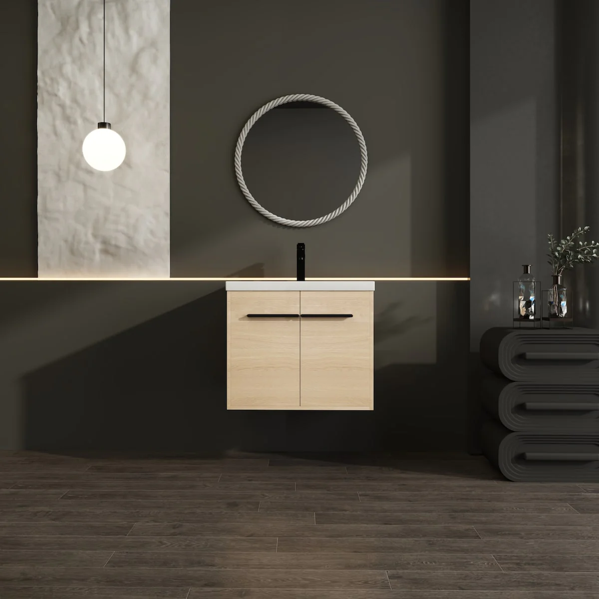 Bathroom Vanity with Resin Countertop Sink & 2 Doors