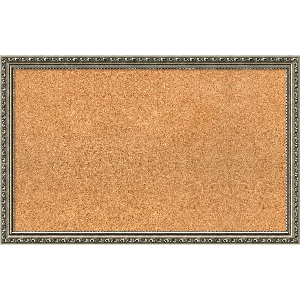 Framed Cork Board, Choose Your Custom Size, Parisian Silver Wood