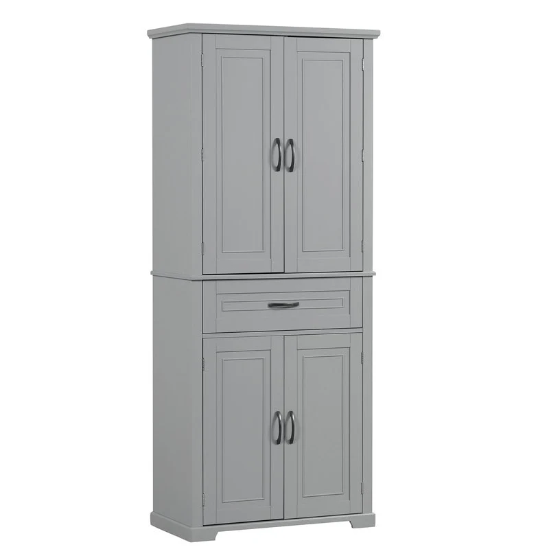 Bathroom Floor Cabinet, Freestanding Storage Cabinet with Doors and Drawer, Kitchen Cupboard with Adjustable Shelf