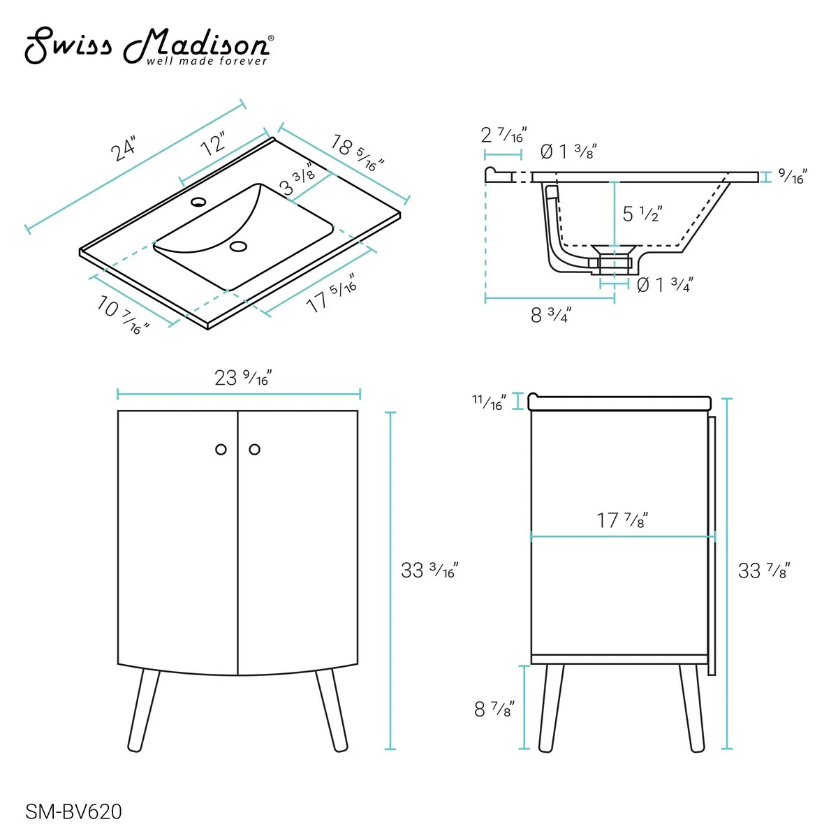 Manoir Bathroom Vanity in White