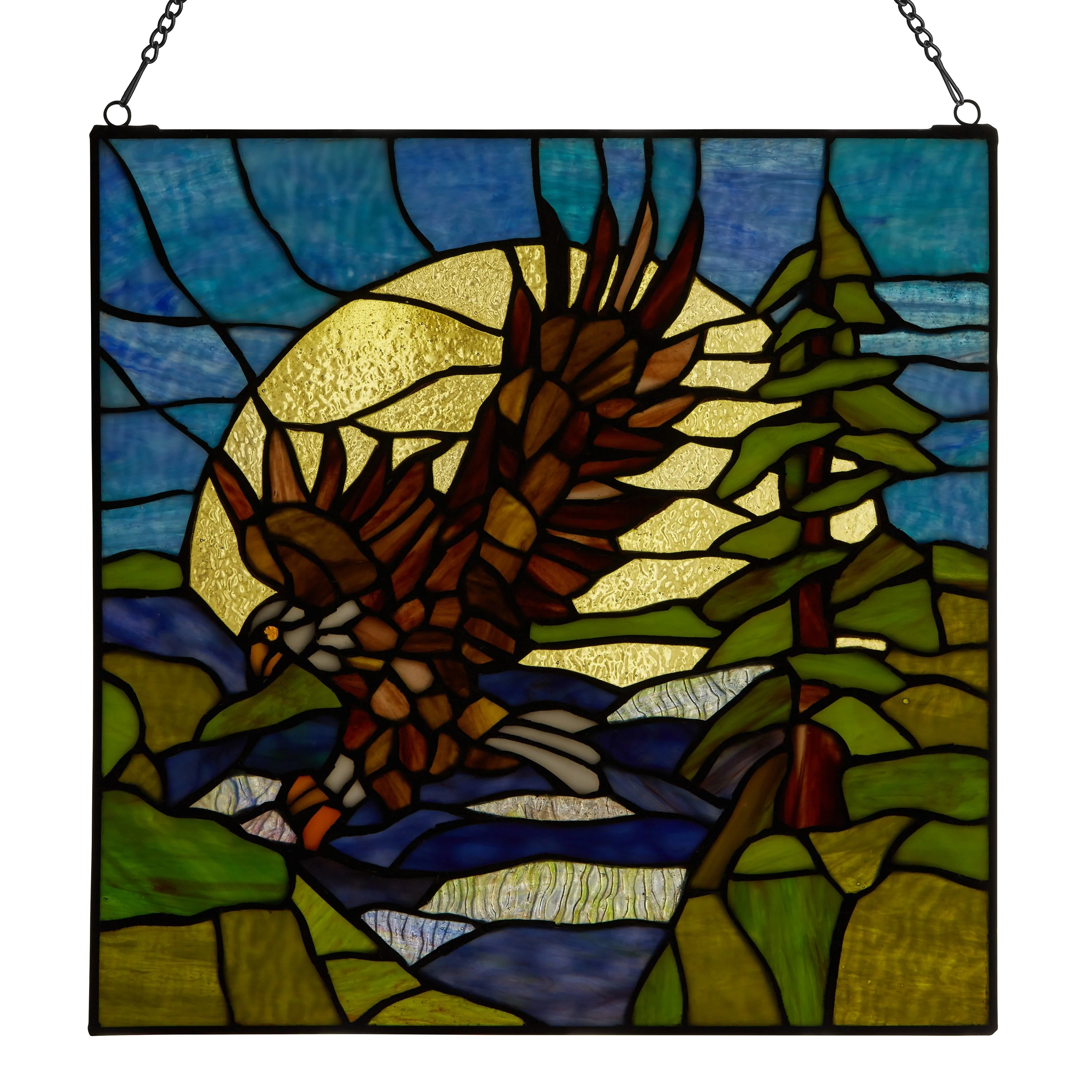 River of Goods Bald Eagle in Flight River of Goods Stained Glass Window Panel - 14