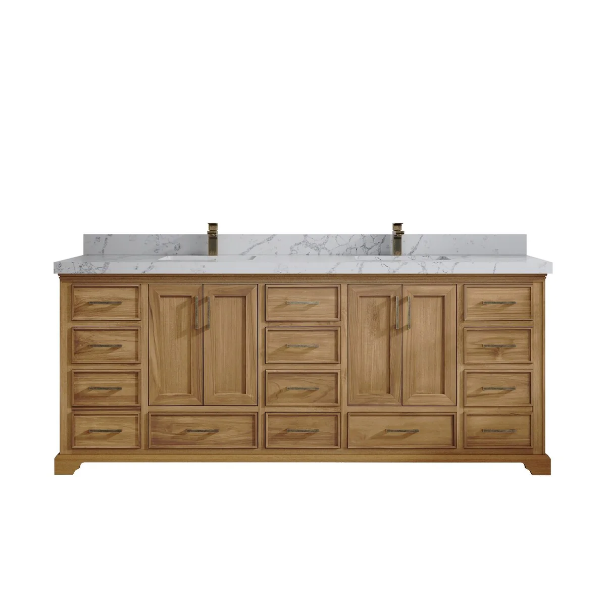 Willow Collections 84 in. W x 22 in. D Charlotte Teak Double Sink Bathroom Solid Teak Vanity with Countertop