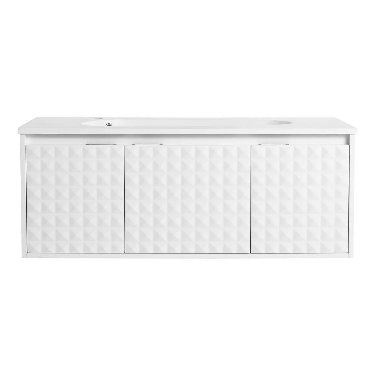 24/ 48 inch Wall Mounted Bathroom Vanity Set in White with Integrated Resin Sink