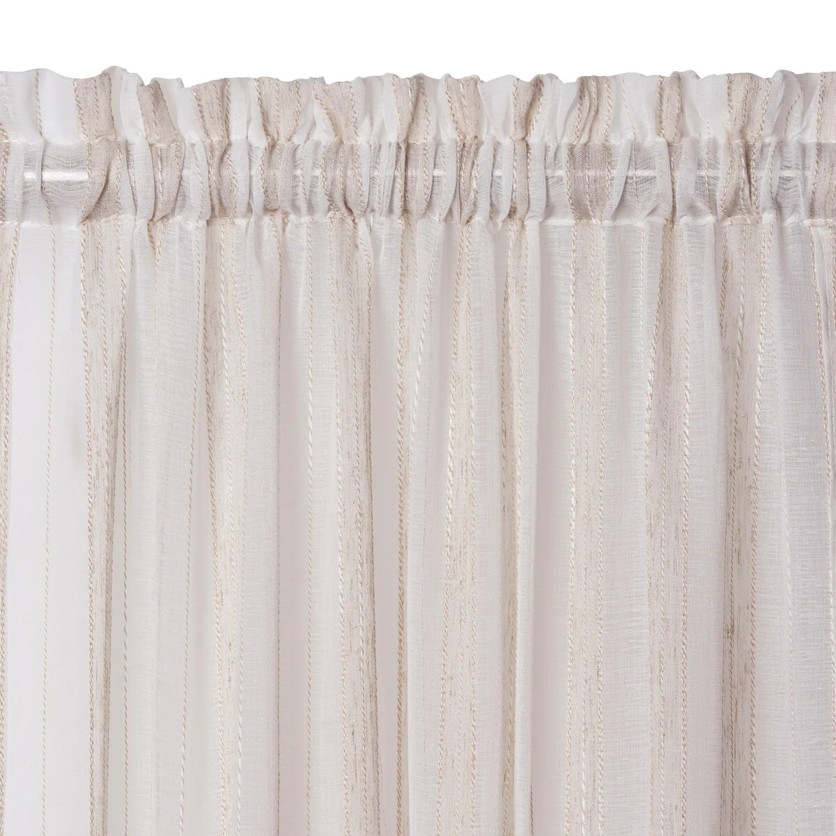 Elrene Linen Stripe Rod Pocket Sheer Kitchen Curtain Tier Set of Two