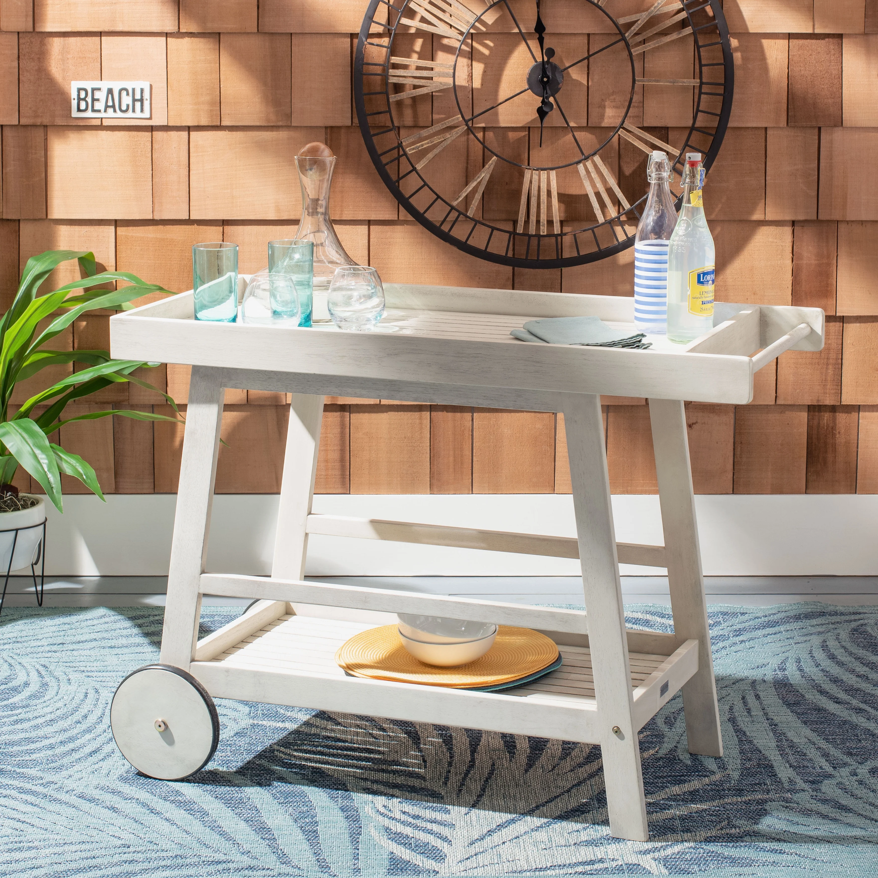 SAFAVIEH Outdoor Hayleigh Bar Cart - 48Wx20Dx32H