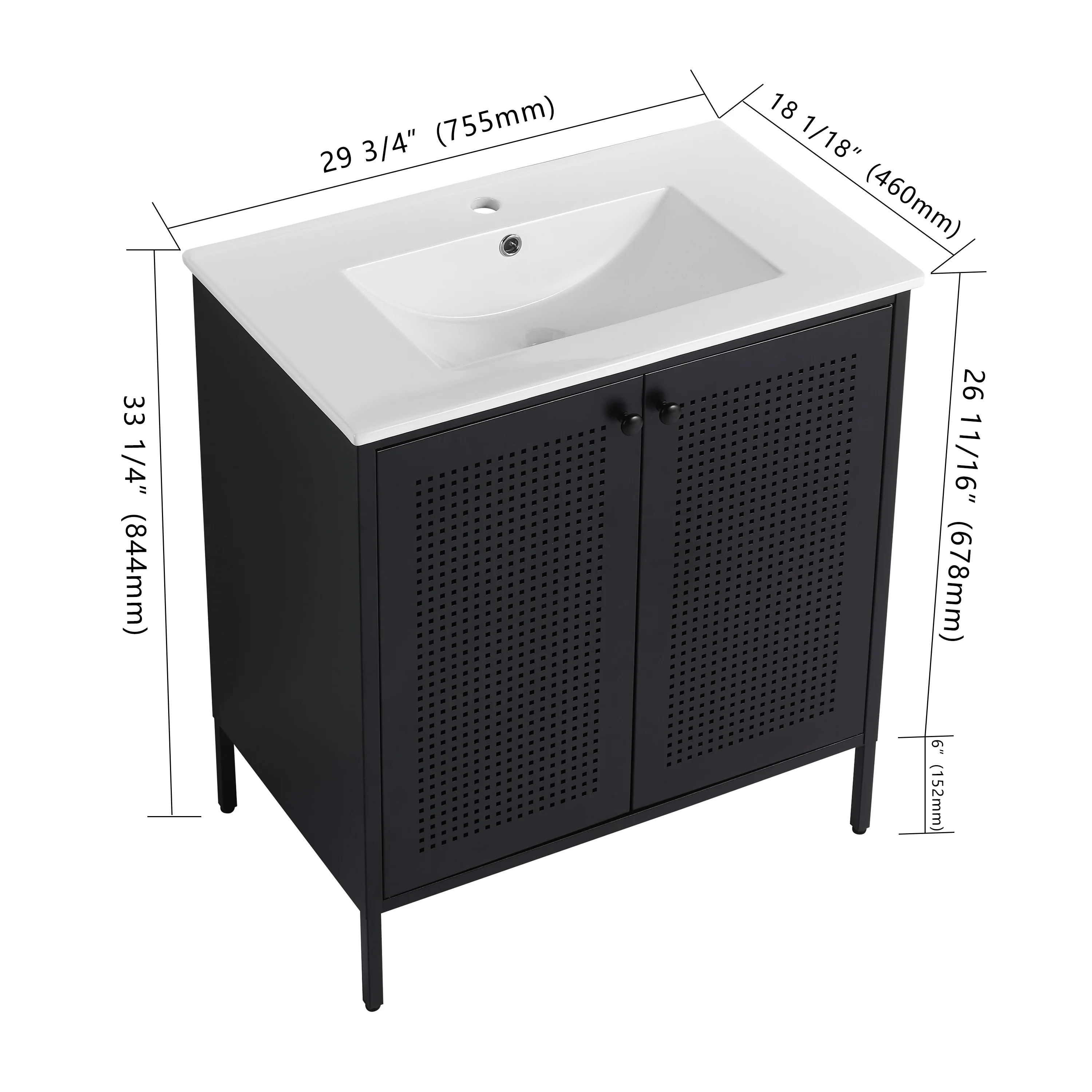 BNK 24/30 inch Freestanding Single Sink Bathroom Vanity with Soft Close Door and 1 adjustable shelf