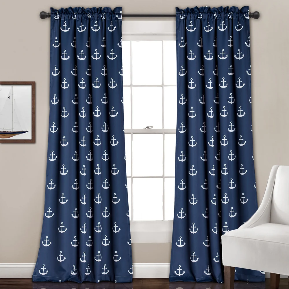 Lush Decor Anchor Room-darkening Window Panel Curtain Pair