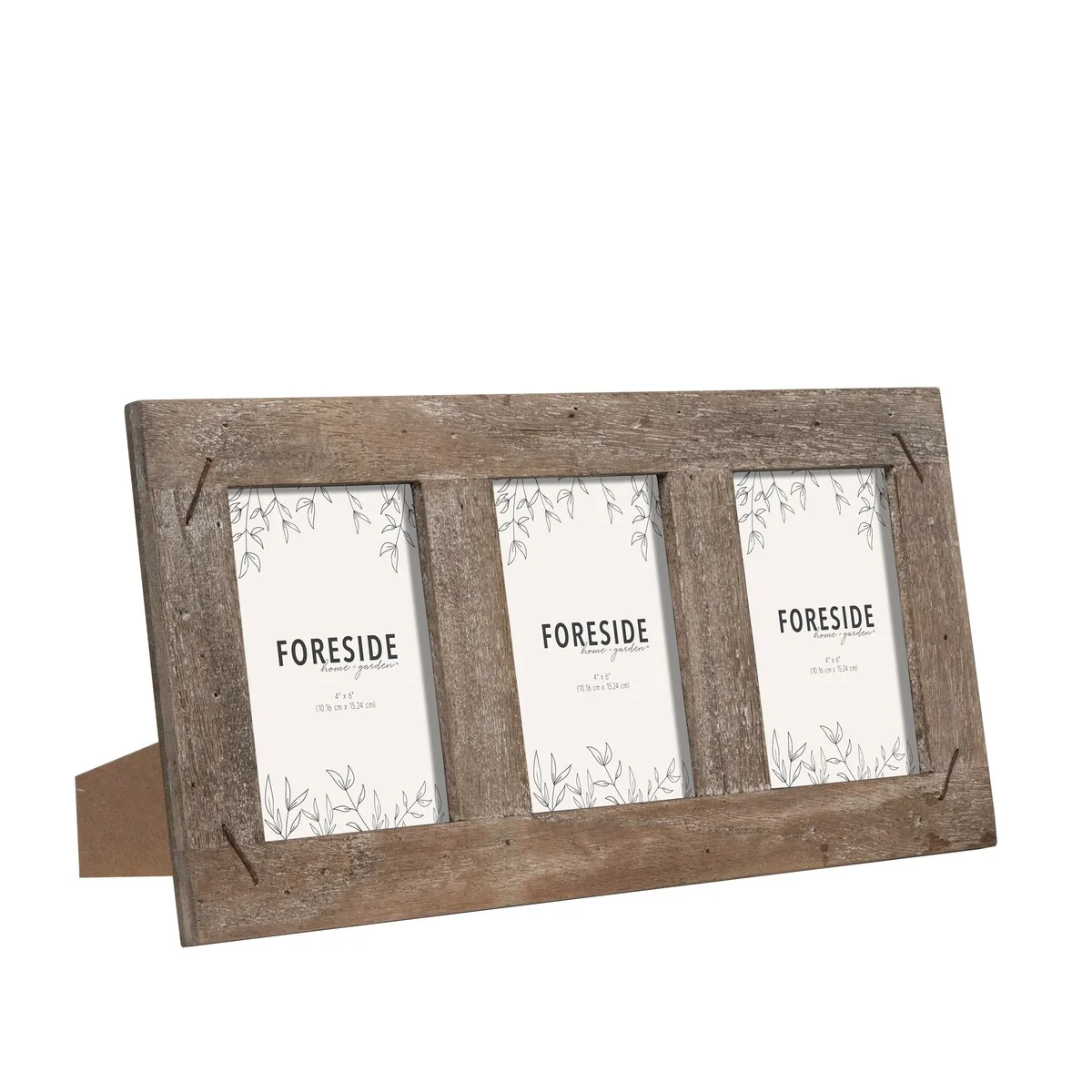 Foreside Home & Garden 4 x 6 inch Decorative Distressed Wood Picture Frame with Nail Accents - Holds 3 4x6 Photos