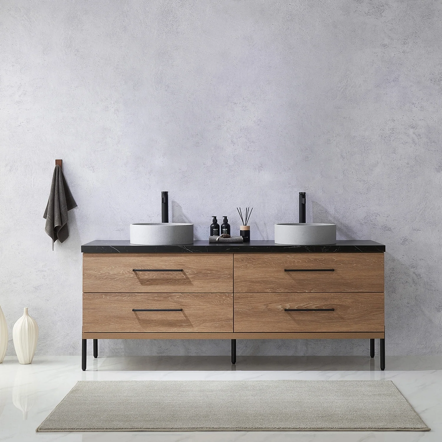 Trento Bath Vanity with Sintered Stone Top with Concrete Sink (C)