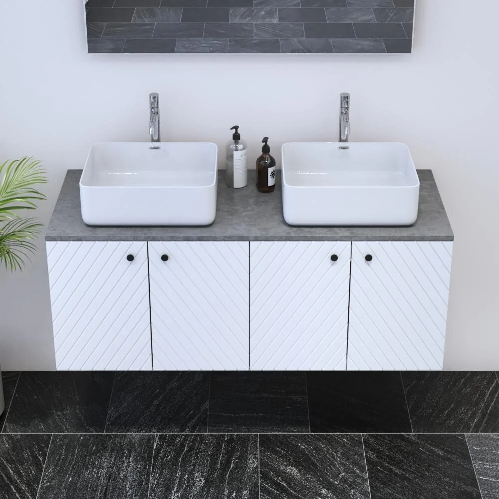 Avela 4D 120 Double Sink Floating Bathroom Vanity (48