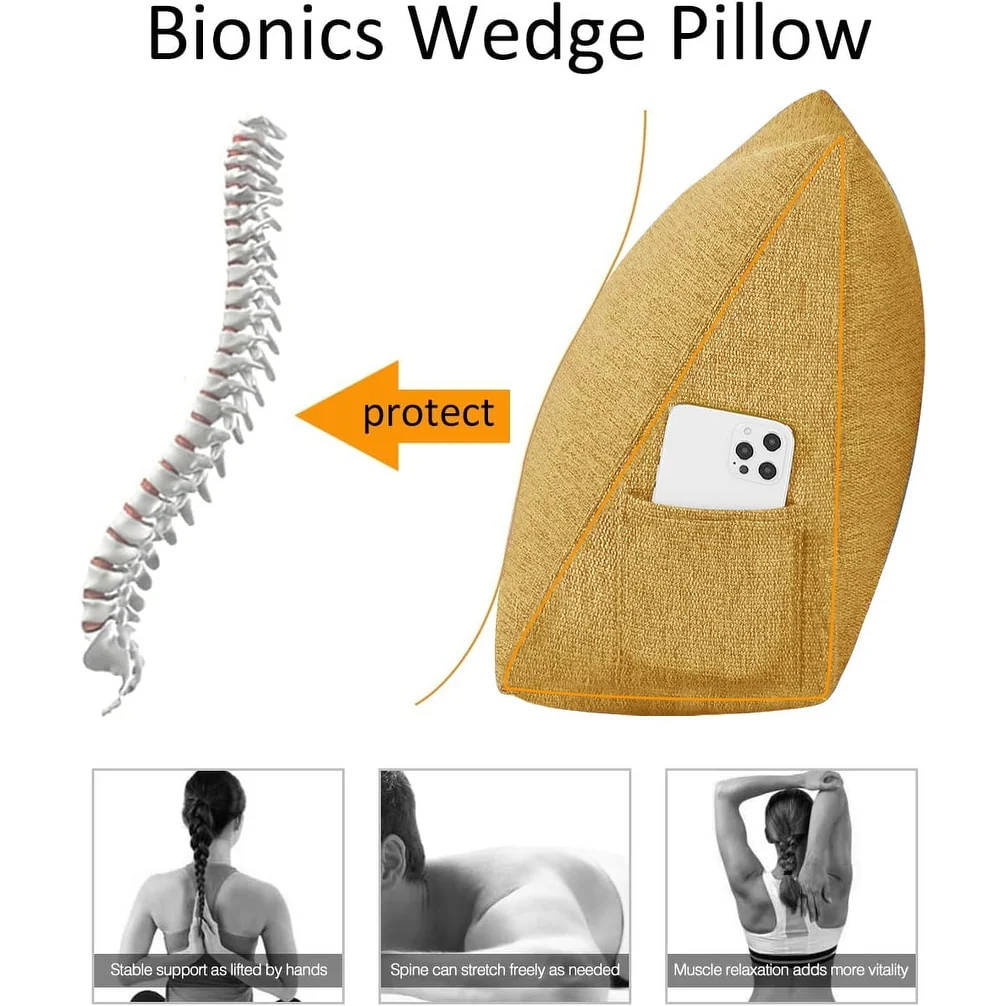 WOWMAX Bed Rest Wedge Reading Pillow Sofa Daybed Triangle Cushion 24