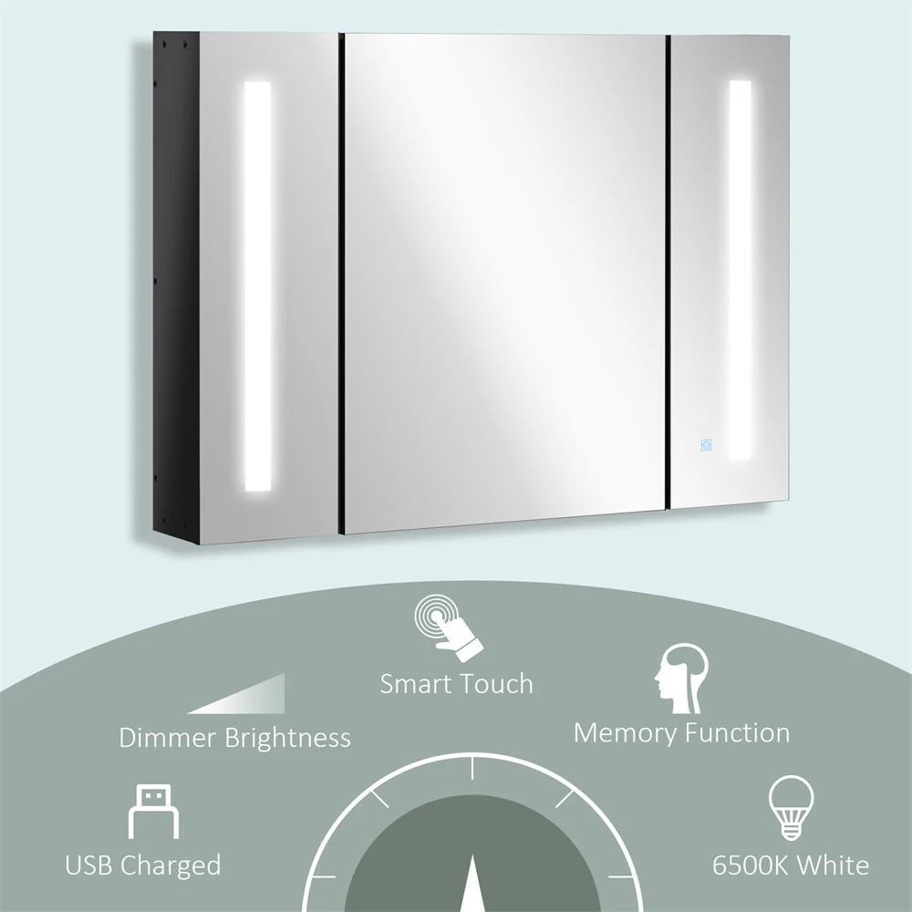LED Lighted Medicine Cabinet w/Mirror,Wall Mounted Bathroom Cabinet