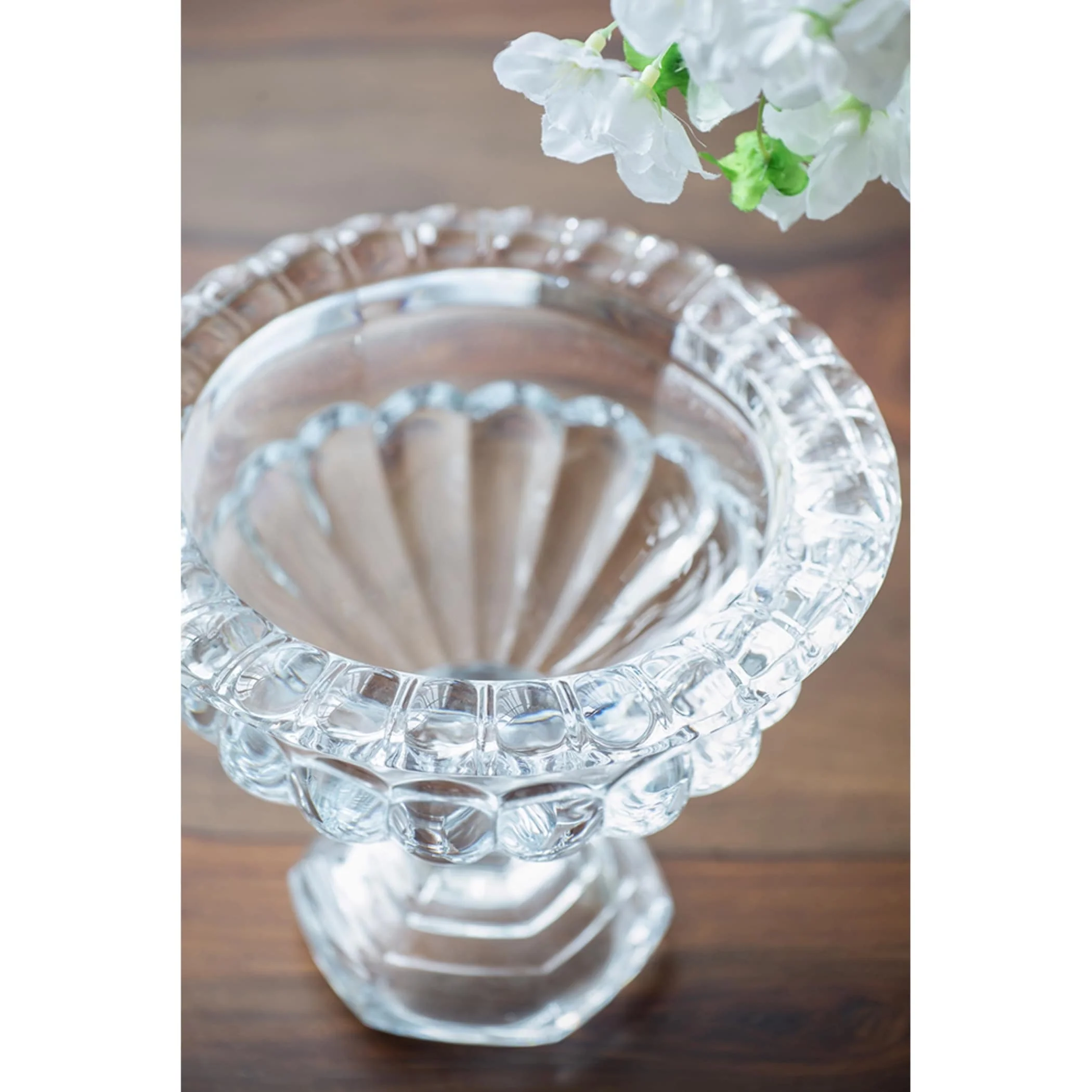 A&B Home Clear Beaded Pedestal Base Vase