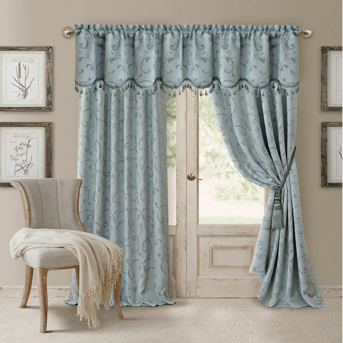 Elrene Mia Jacquard Blackout Scallop Window Valance - 52